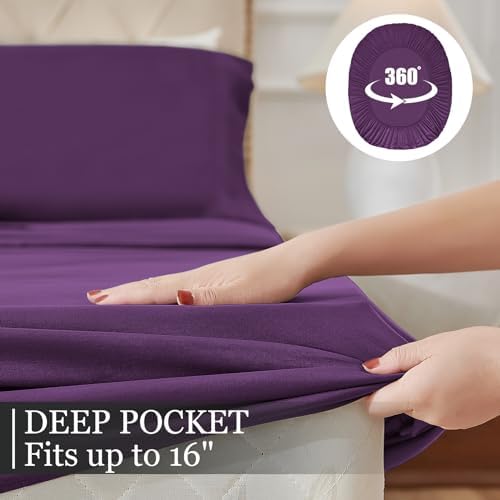 Yibeizi Twin XL Purple Cooling Microfiber Sheet Set