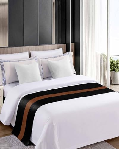 Homechoid Black Stripes Bed Runner for King Size Bed