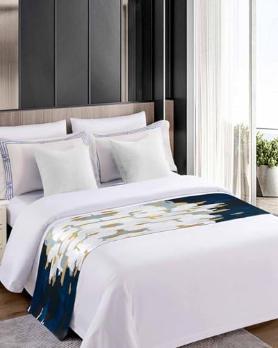 Sabolny Blue White Bed Runner Scarf Full Queen Size