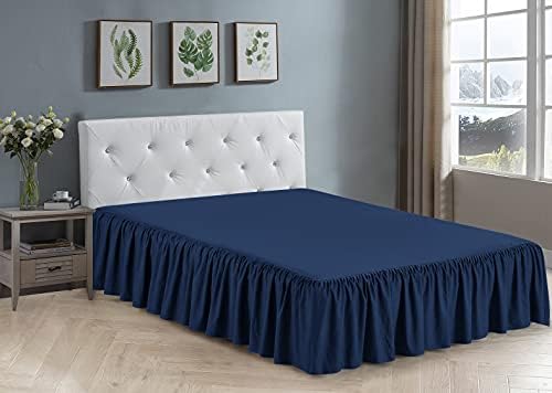 Kids Zone Home Collection Bedskirt Ruffles 17 Inch Drop Navy Blue