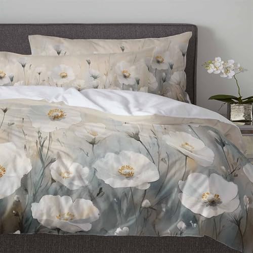 Boanket 3-Piece Spring Floral Duvet Cover Set with Zipper