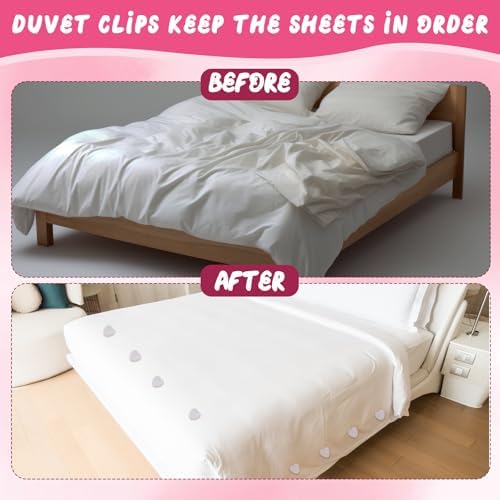 16Pcs Heart-Shaped Duvet Clips with Pins for Bedding and Curtains