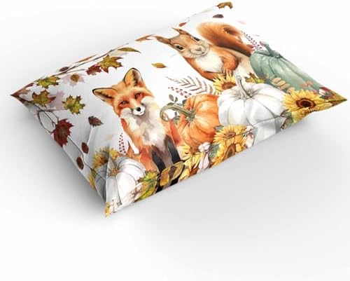 OComster California King Duvet Cover Set with Thanksgiving Pumpkin Design