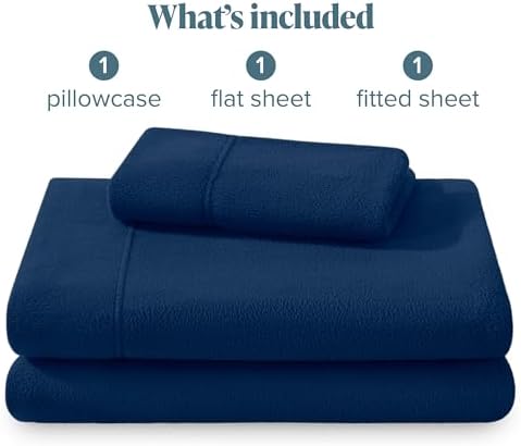 Bare Home Super Soft Fleece Sheet Set Twin XL Dark Blue