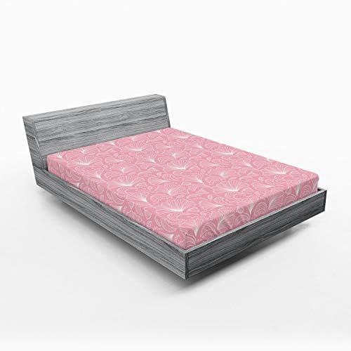 Ambesonne Pale Pink Fitted Sheet - Floral Pattern California King