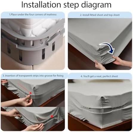 Veroral Bed Sheet Holder Lock Strips 4 Pack - Grey