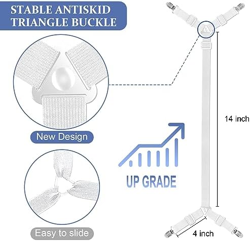 Tuyeabc Bed Sheet Straps 3 PCS Adjustable Crisscross Clips