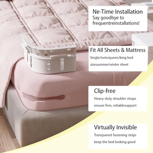 Veroral Bed Sheet Holder Lock Strips - 4 Pack White