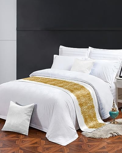 Chucoco Bed Runner Scarf Gold Striped 102x20In