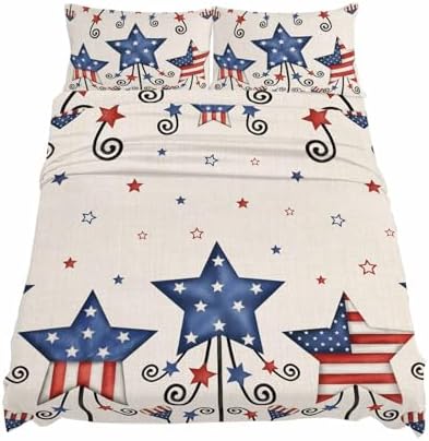 Boanket Cal King Sheet Set 4th of July 4 Piece Soft Microfiber