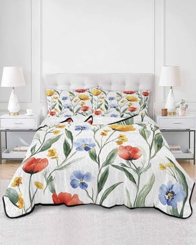Chucoco Twin XL Quilt Bedding Set Soft Microfiber Coverlet with 2 Pillow Shams