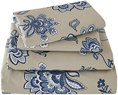 ABREEZE Girls Paisley Printed Bed Sheet Set CalKing Size 4 Piece
