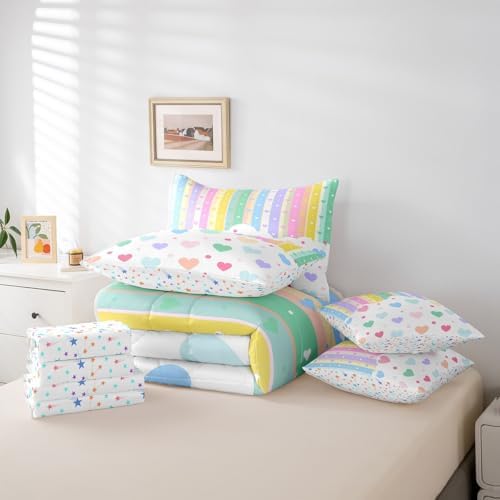 Feelyou Rainbow Stripe 7 Piece Bedding Set for Kids 1