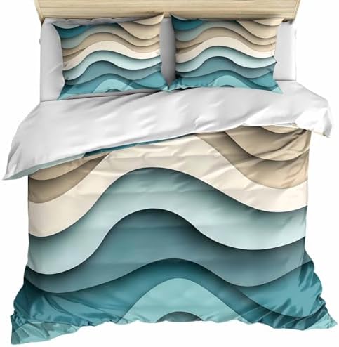 ZOE GARDEN Teal Brown Cal King Duvet Cover Set 1
