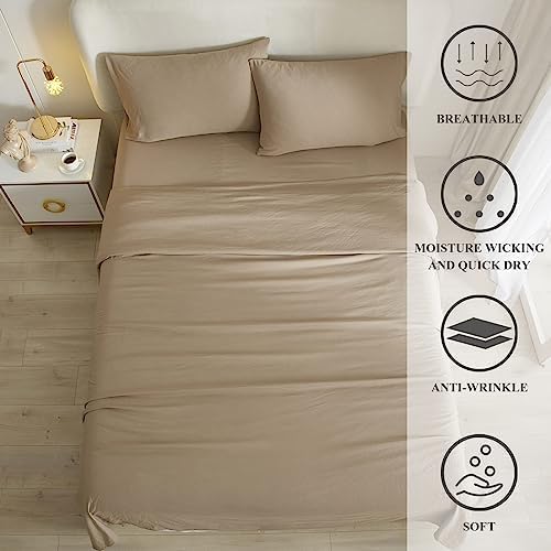 HighBuy Khaki Twin XL 3 Piece Sheet Set