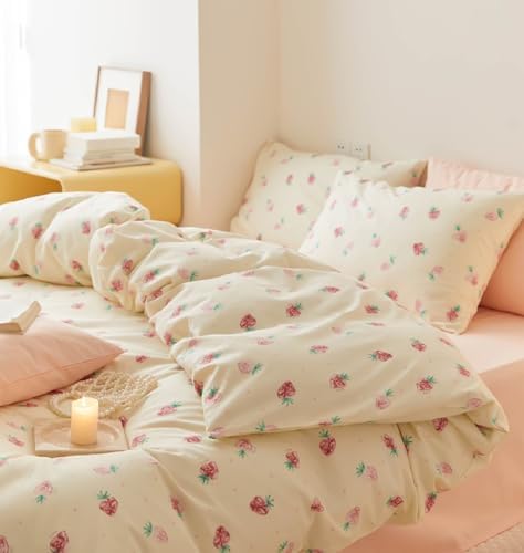 Bildenly Kids Duvet Cover Set Twin Kawaii Strawberry