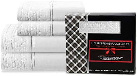 Elegant Comfort 4-Piece Quilted Bed Sheet Set - White