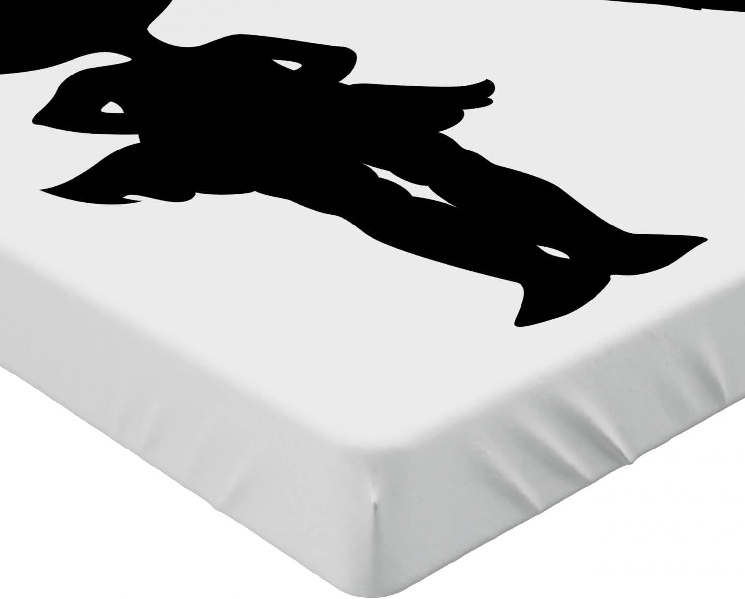 Ambesonne Romantic Fitted Sheet Charcoal Grey and White