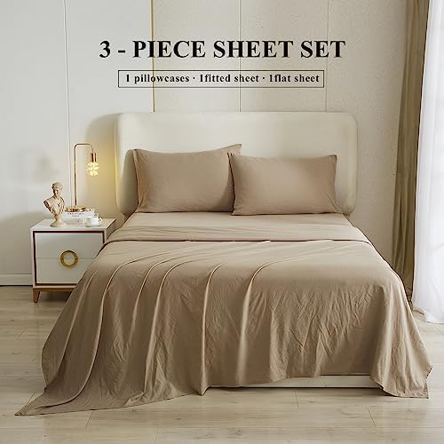 HighBuy Khaki Twin XL 3 Piece Sheet Set