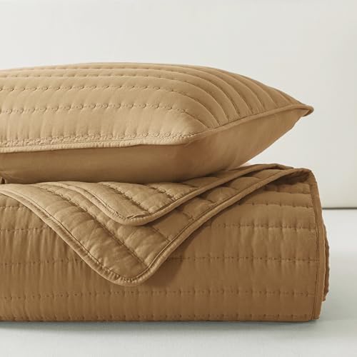 ROARINGWILD Pumpkin Yellow Twin Quilt Set with Pillow Sham 1