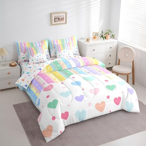 Feelyou Rainbow Stripe 7 Piece Bedding Set for Kids 1
