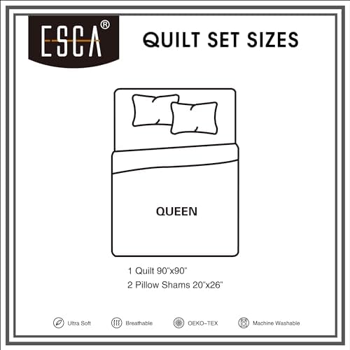 ESCA 3-Piece Reversible Checker Quilt Set Queen Size