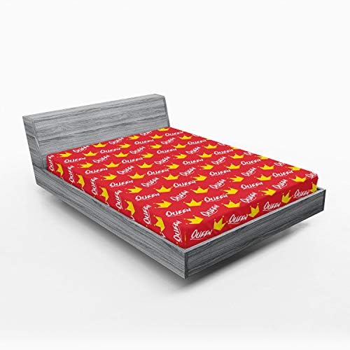 Ambesonne Queen Humour Fitted Sheet with Crown Design