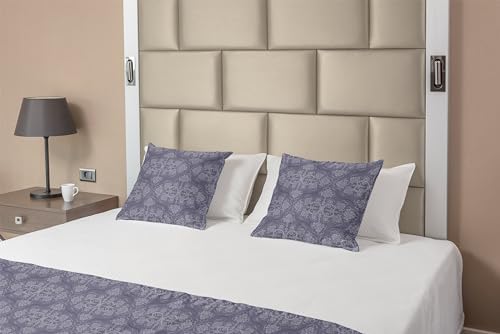 Lunarable Vintage Bed Runner Set Grey Purple