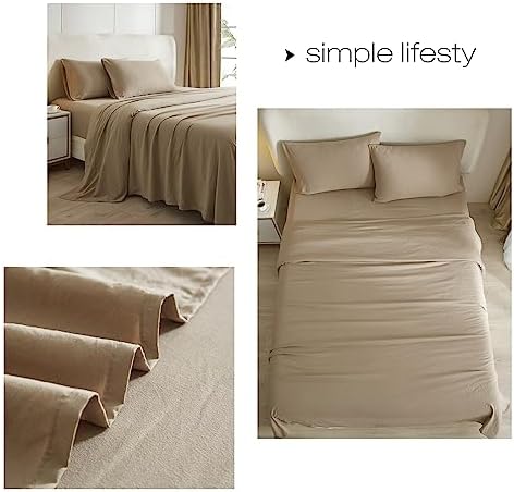 HighBuy Khaki Twin XL 3 Piece Sheet Set
