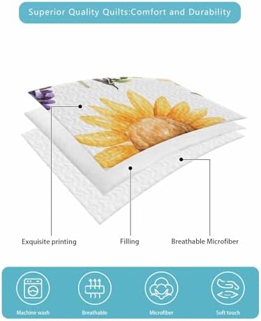 Chucoco Twin XL Quilt Bedding Set Watercolor Pattern