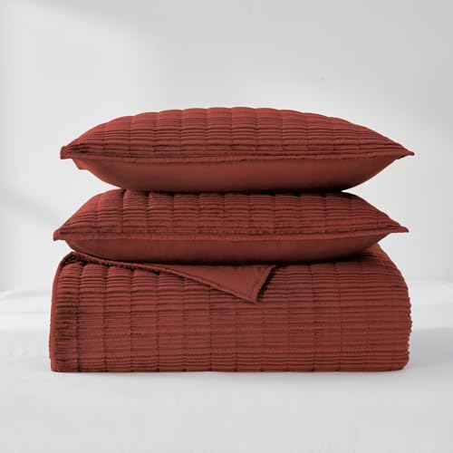 Wonderful Luxury Velvet Striped Quilt Set - King Size 106x94