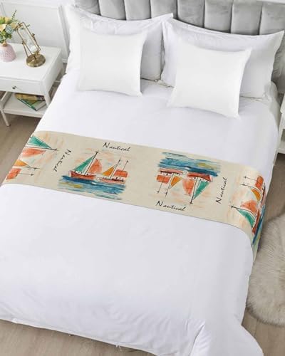 Homechoid Nautical Boat Bed Runner for Twin Size Bed
