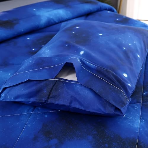 SDIII 3PCS Blue Galaxy Comforter Set Twin