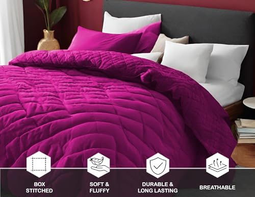 Embossed Lightweight Bed Comforter Set - Purple