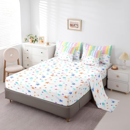 Feelyou Rainbow Stripe 7 Piece Bedding Set for Kids 1
