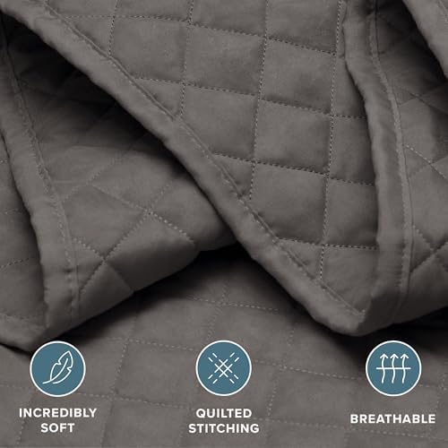 Bare Home Coverlet Set - 3 Piece Full Queen Grey Bedspread