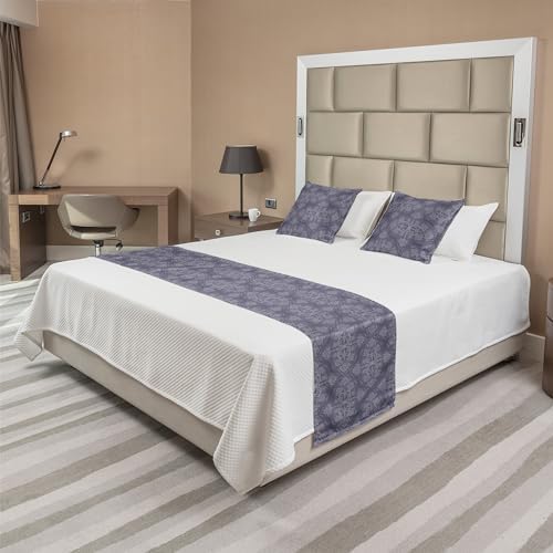 Lunarable Vintage Bed Runner Set Grey Purple