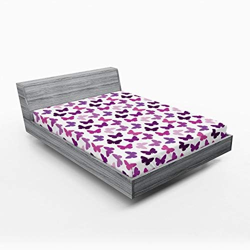 Ambesonne Butterfly Fitted Sheet Purple Lilac Pink California King