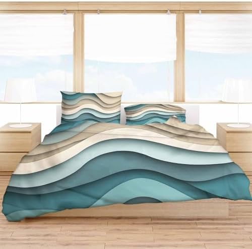ZOE GARDEN Teal Brown Cal King Duvet Cover Set 1