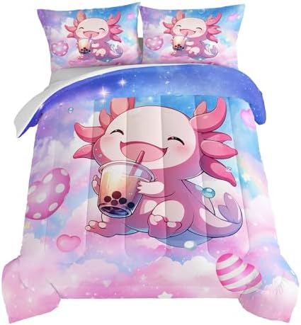 HOSIMA Pink Rainbow Queen Comforter Set 3pcs 1