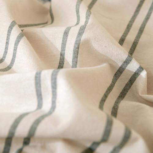 VM VOUGEMARKET Greyish-Green Striped Duvet Cover Set Twin XL