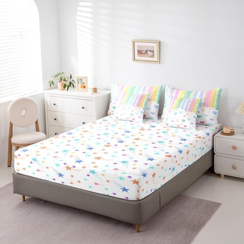 Feelyou Rainbow Stripe 7 Piece Bedding Set for Kids 1