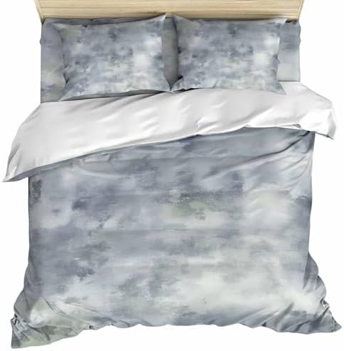 Gray Blue Duvet Cover Set Cal King Abstract Contemporary Graffiti Art