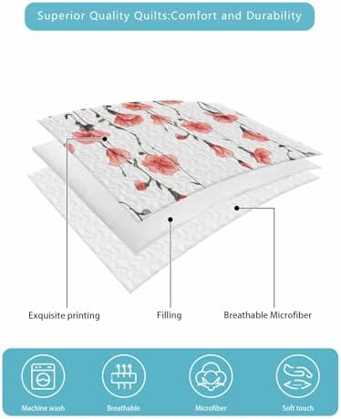 Print Picture Arthome Twin XL Floral Quilt Set
