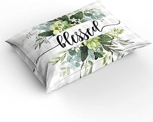 ZOE GARDEN Plaid Eucalyptus Duvet Cover Set Queen Size 1