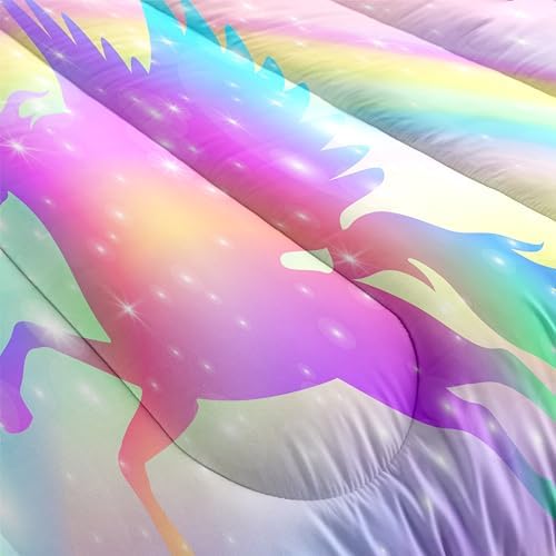 Kids Comforter Bedding Set 3 Piece Rainbow Twin