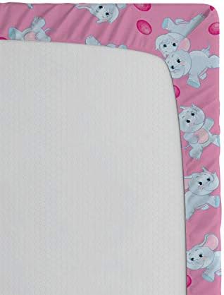 Ambesonne Animal Fitted Sheet for Kids California King Pale Blue Pink