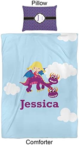 Personalized Girl Flying on a Dragon Comforter Set Twin XL