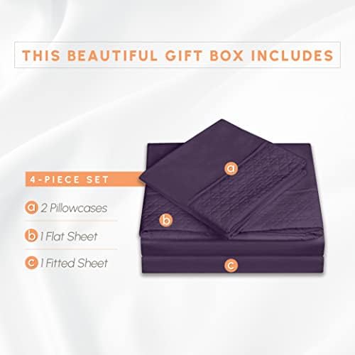 Elegant Comfort 4-Piece Quilted Bed Sheet Set - Purple