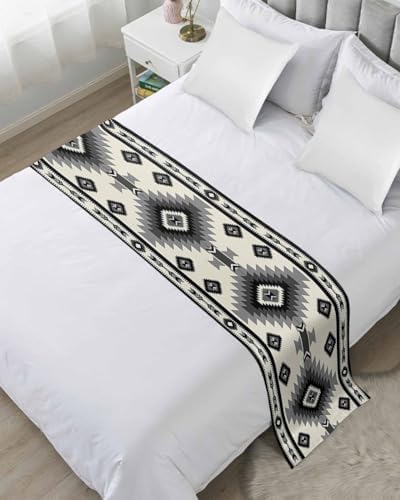 Homechoid Beige Black Southwest Bed Runner for Cal King Bed